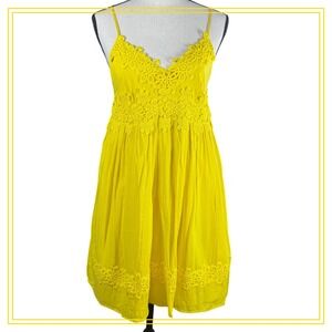 Topshop Yellow Lace Trim‎ Sundress Women's US 4 Summer Casual Dress